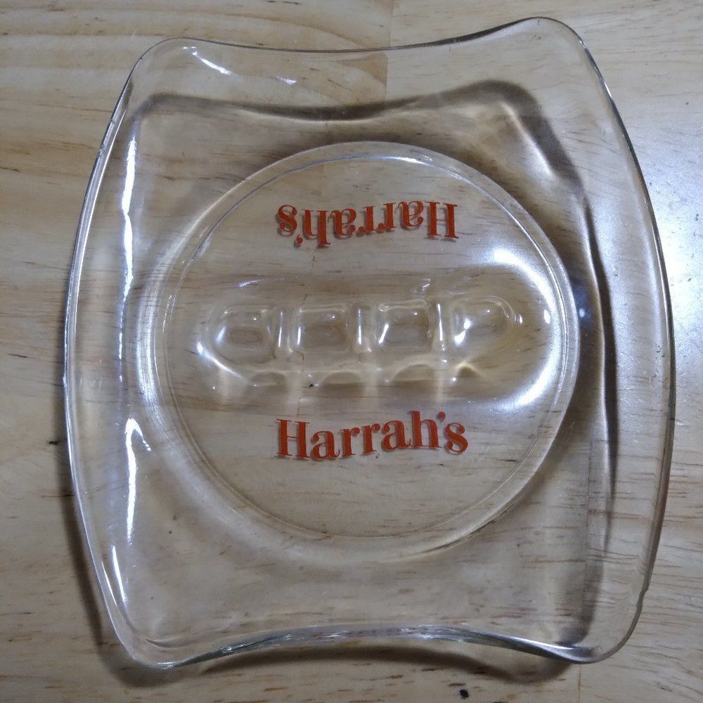 Vintage Harrah's Casino Glass Ashtray